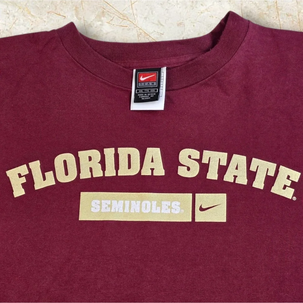 Vintage Nike Florida State University FSU Seminoles Center Swoosh Shirt Size 2XL